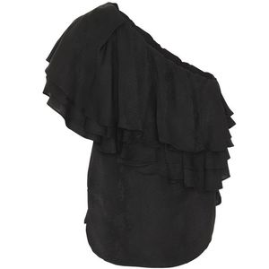 Birgitte Herskind Amelia Black Ruffled One Shoulder Top